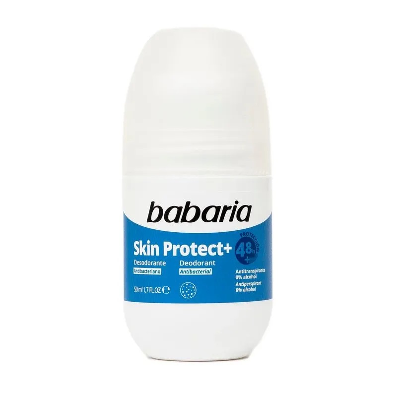 رول دئودرانت 48 ساعته اسکین پروتکت باباریا مدل babaria Skin Protect+ Deodorant Antibacterial 0% alcohol