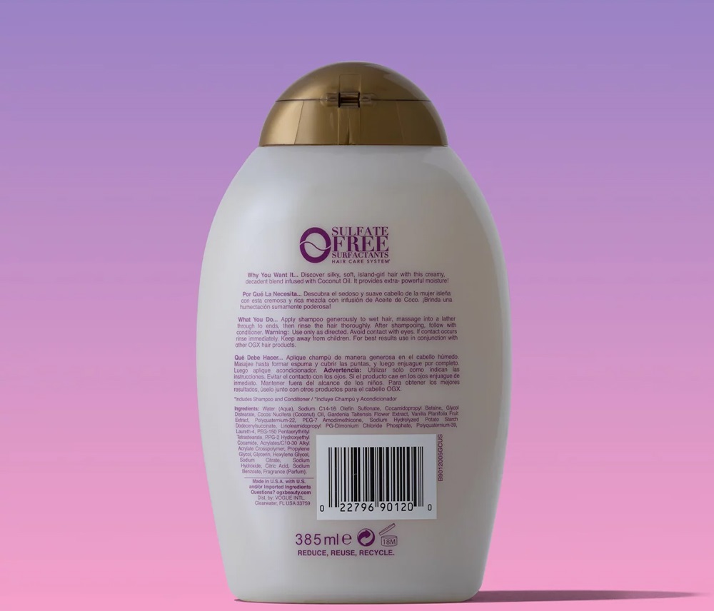 شامپو روغن معجزه آسای نارگیل اوجی ایکس (coconut miracle oil)